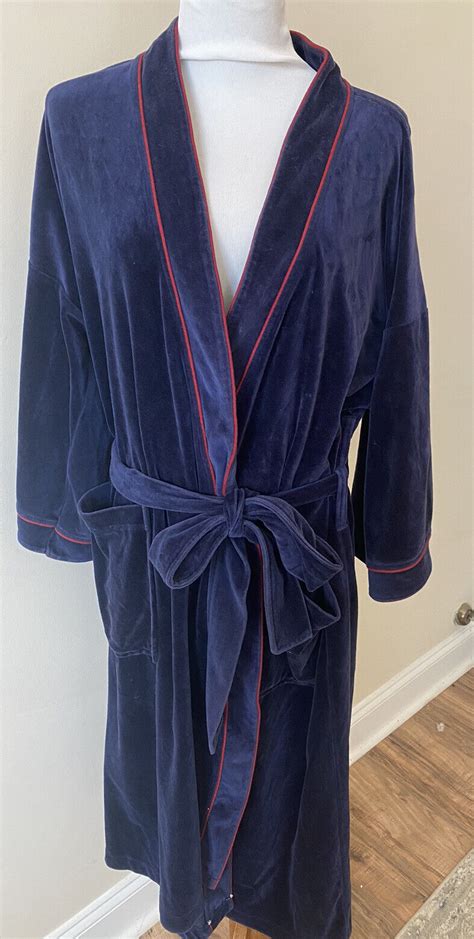 Vintage Christian Dior Velour Blue Red Bathrobe Mens OS